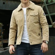 Herrenjacke mit Fleecefutter Hemdkragen und Knopfverschluss