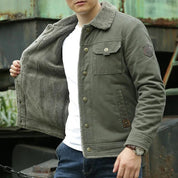 Herrenjacke mit Fleecefutter Hemdkragen und Knopfverschluss
