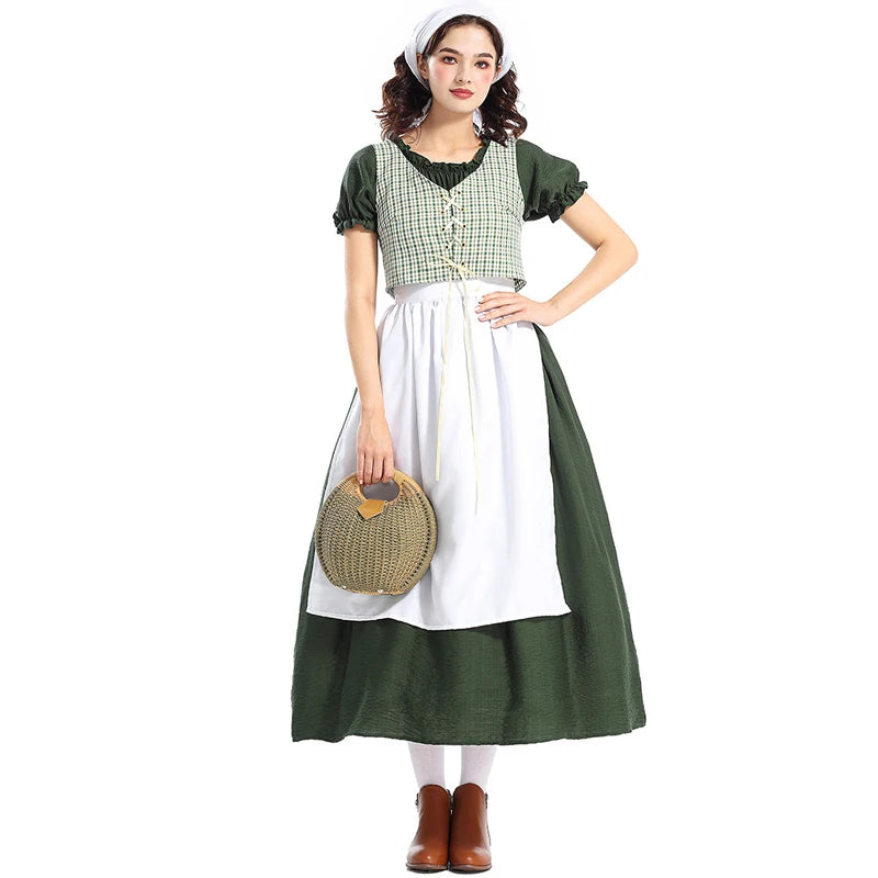 Historisches Damen Kleid im langen traditionellen Stil mit Schürze