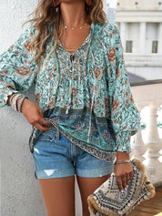 Elegante lässige Bluse mit Blumenmuster für Frauen