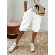 Knielange Damen-Sommer-Shorts mit Kordelzug und Taschen