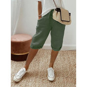 Knielange Damen-Sommer-Shorts mit Kordelzug und Taschen