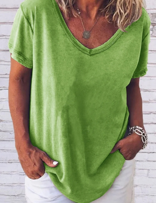 KurzarmeligesDamen-T-ShirtmitV-AusschnittundlockererPassform_2.png