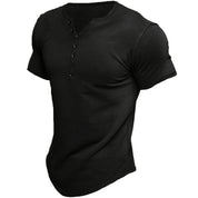 Kurzärmeliges T-Shirt für Männer mit Knöpfen und schmaler Passform
