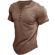 Kurzärmeliges T-Shirt für Männer mit Knöpfen und schmaler Passform