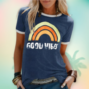 Kurzärmeliges grafisches Damen-T-Shirt mit Rundhalsausschnitt