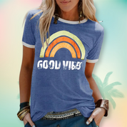 Kurzärmeliges grafisches Damen-T-Shirt mit Rundhalsausschnitt