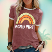 Kurzärmeliges grafisches Damen-T-Shirt mit Rundhalsausschnitt