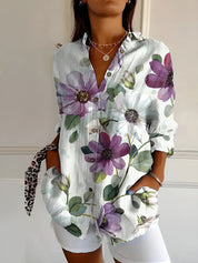 Langärmelige Damenbluse mit Blumenmuster für Frühling und Sommer