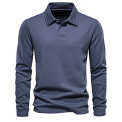 Langärmeliges Herren-Poloshirt mit Knopfleiste und Kragen