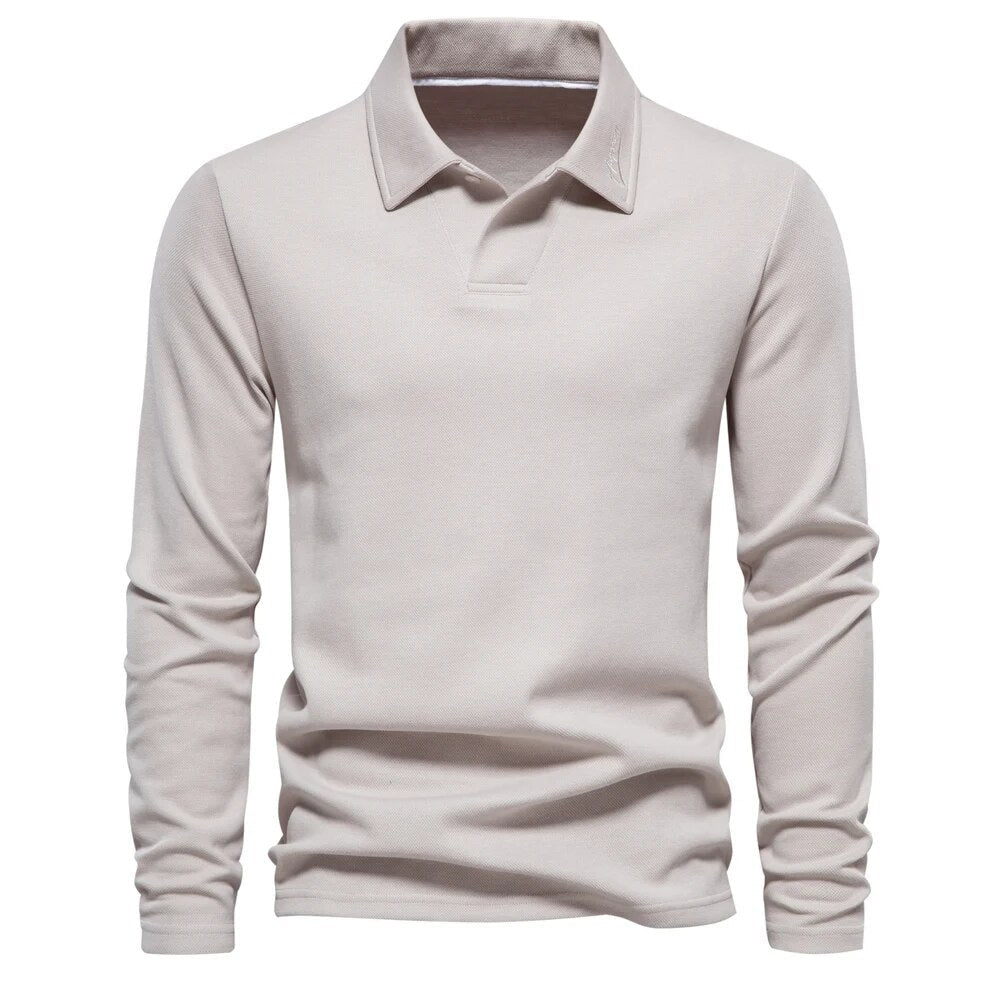 Langärmeliges Herren-Poloshirt mit Knopfleiste und Kragen