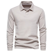 Langärmeliges Herren-Poloshirt mit Knopfleiste und Kragen