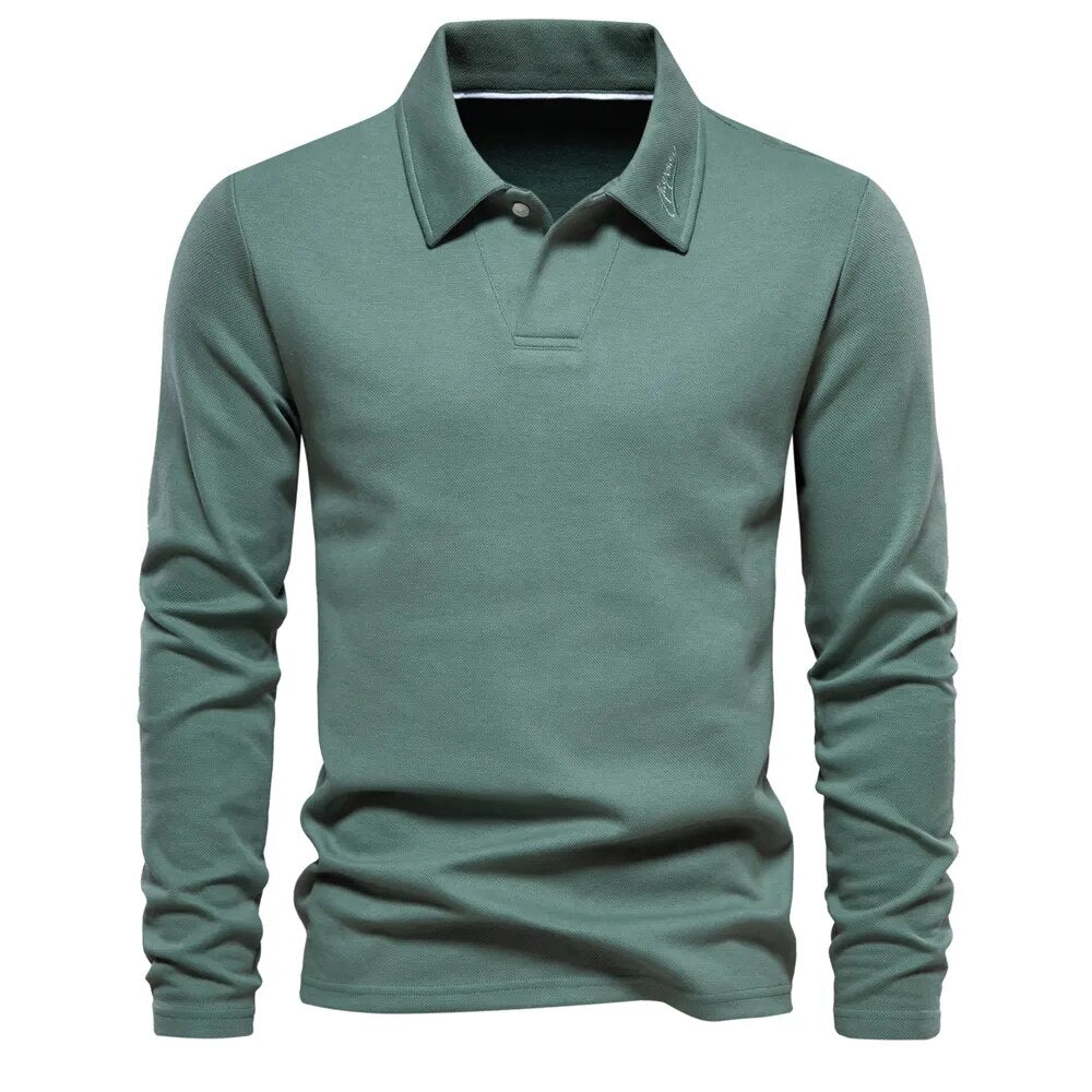 Langärmeliges Herren-Poloshirt mit Knopfleiste und Kragen