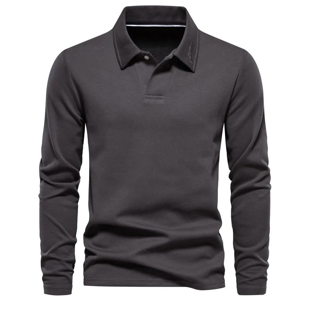 Langärmeliges Herren-Poloshirt mit Knopfleiste und Kragen