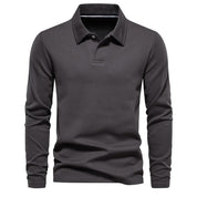 Langärmeliges Herren-Poloshirt mit Knopfleiste und Kragen