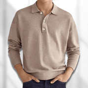 Langärmeliges Herren-Poloshirt mit Rippenbündchen und Knopfleiste