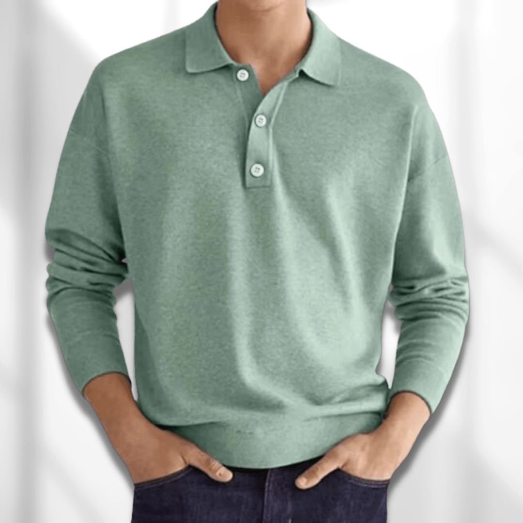 Langärmeliges Herren-Poloshirt mit Rippenbündchen und Knopfleiste
