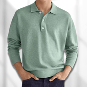 Langärmeliges Herren-Poloshirt mit Rippenbündchen und Knopfleiste