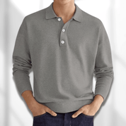 Langärmeliges Herren-Poloshirt mit Rippenbündchen und Knopfleiste