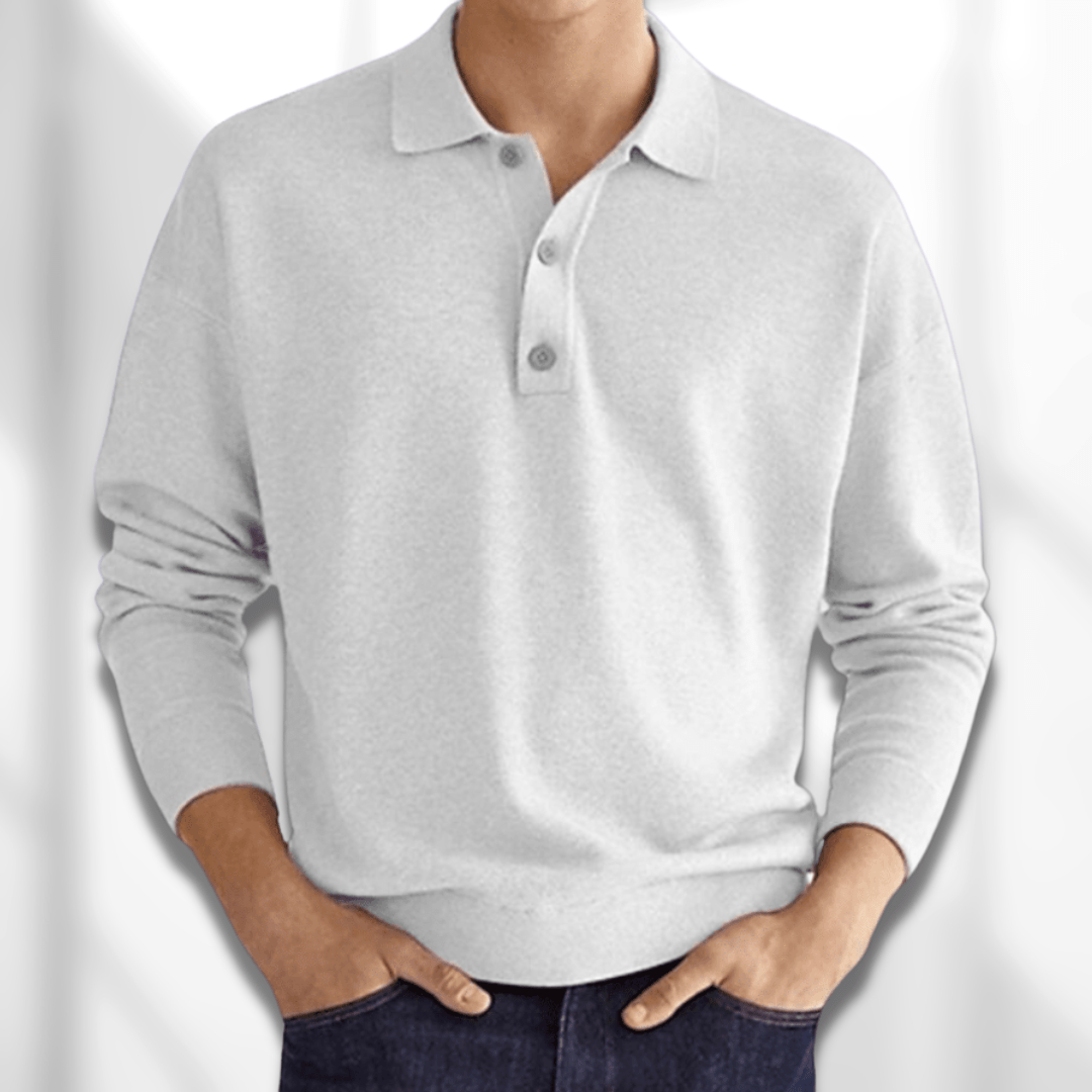 Langärmeliges Herren-Poloshirt mit Rippenbündchen und Knopfleiste