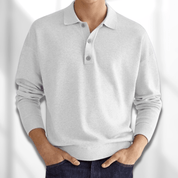 Langärmeliges Herren-Poloshirt mit Rippenbündchen und Knopfleiste
