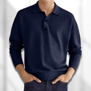 Langärmeliges Herren-Poloshirt mit Rippenbündchen und Knopfleiste