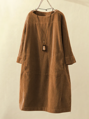 Langärmeliges Kleid im Cord-Stil mit Taschen