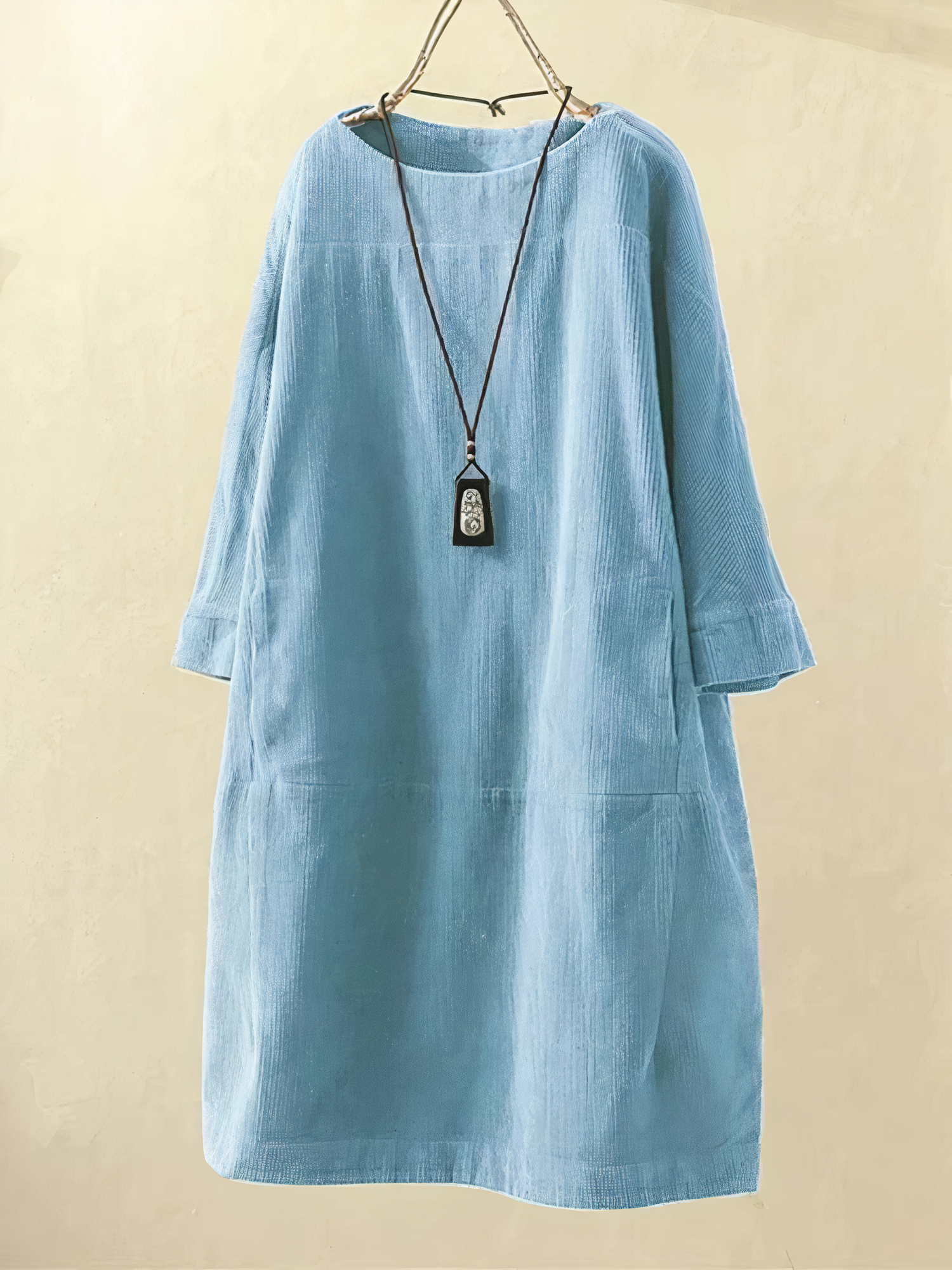Langärmeliges Kleid im Cord-Stil mit Taschen