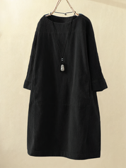 Langärmeliges Kleid im Cord-Stil mit Taschen