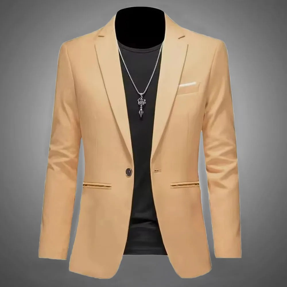 Lässiger Herrenblazer in schmaler Passform mit gekerbtem Revers und Taschen