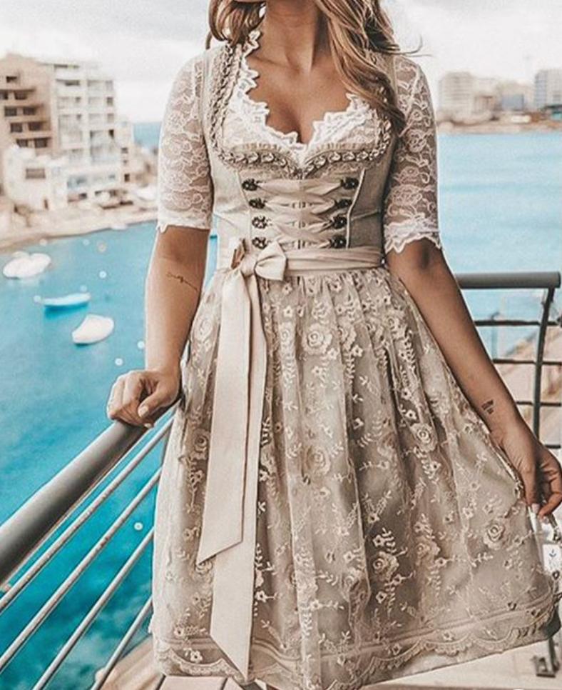 Midikleid mit V-Ausschnitt und abstraktem Blumendruck für Damen