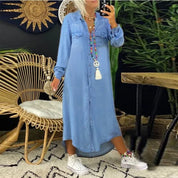 Trendiges langärmeliges Denim-Kleid für Frauen