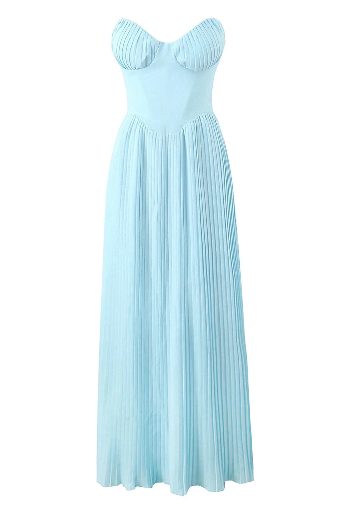 Frauen-Maxikleid aus Chiffon-Mischgewebe mit Plissee und ohne Träger