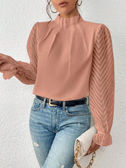 Elegante Bluse mit transparenten Ärmeln für Frauen