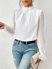 Elegante Bluse mit transparenten Ärmeln für Frauen