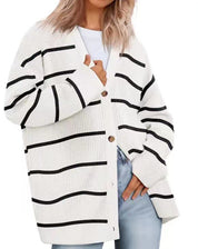 Oversized cardigan for women with button placket