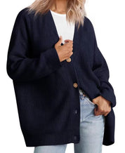 Oversized cardigan for women with button placket