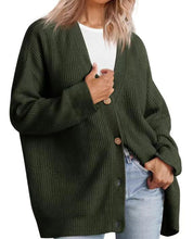 Oversized cardigan for women with button placket