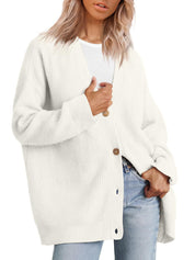 Oversized cardigan for women with button placket