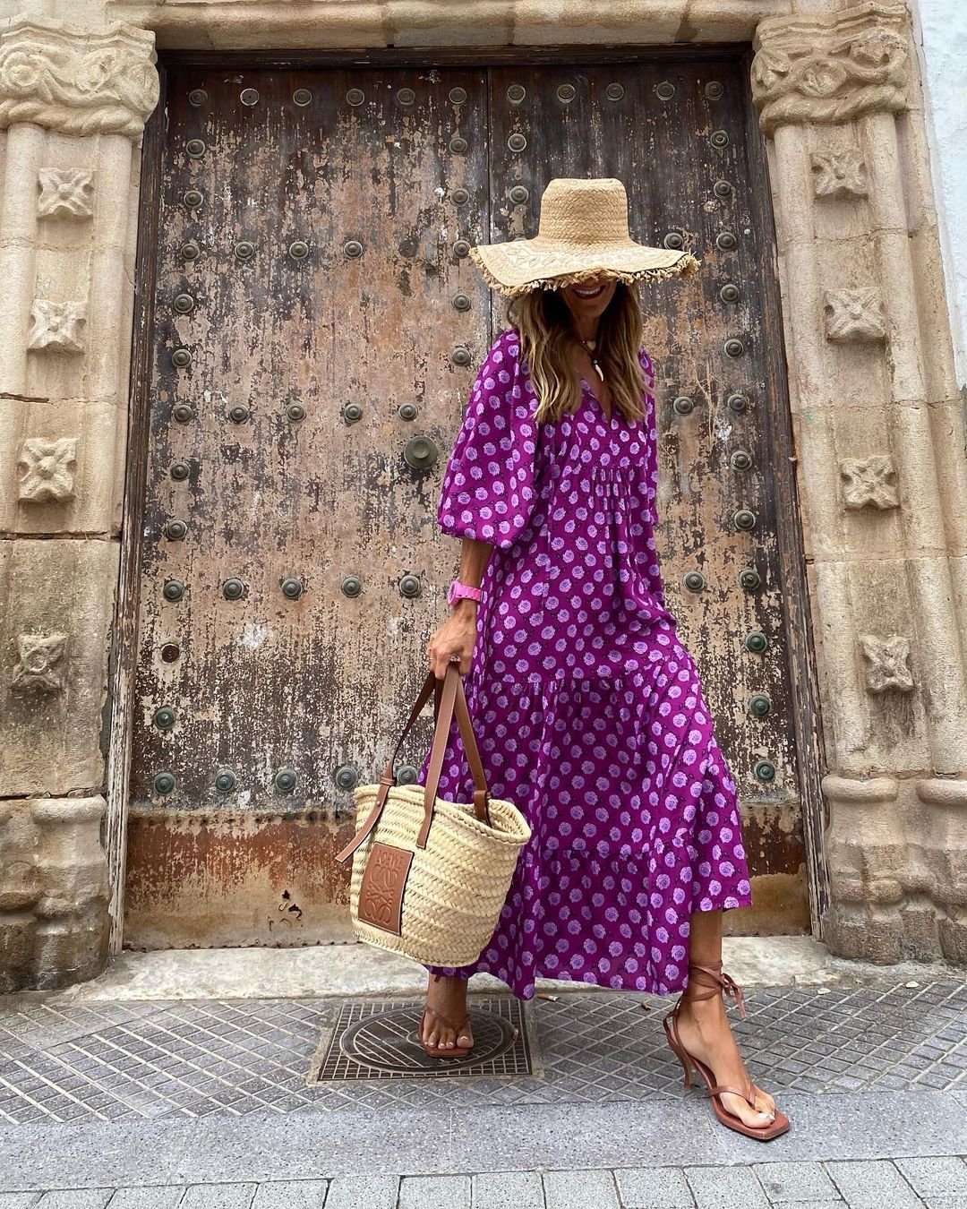 Boho-Maxikleid für Damen mit Blumenmuster, Puffärmeln und Stufensrock