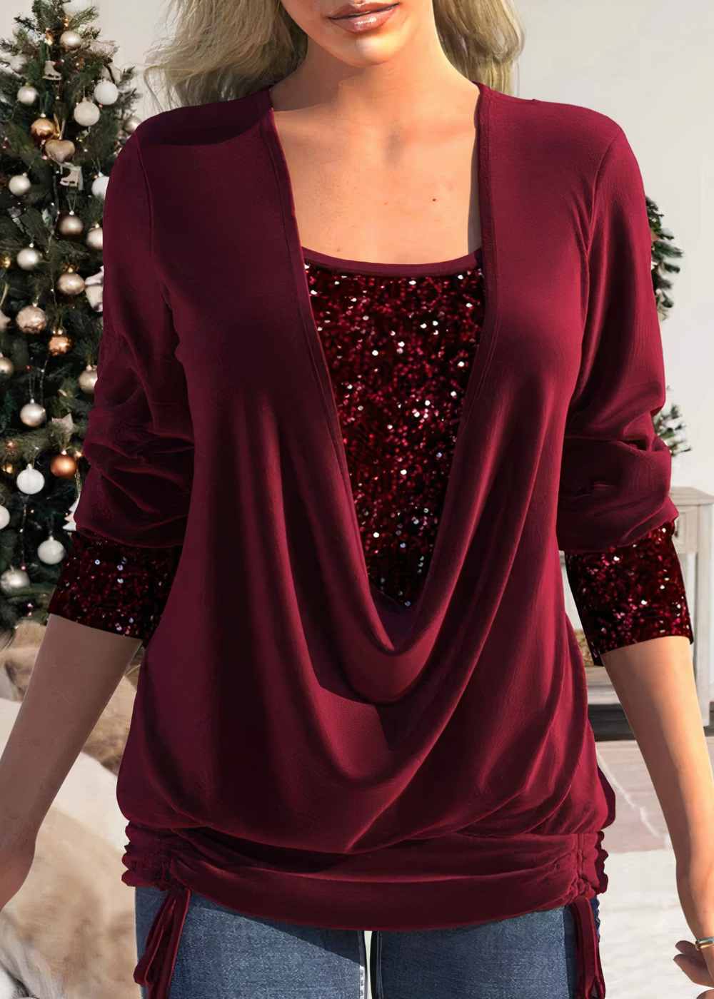 Modische Glam-Glitzerbluse für Frauen