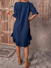 Elegantes Kleid mit Rundhalsausschnitt und Rüschen für Frauen