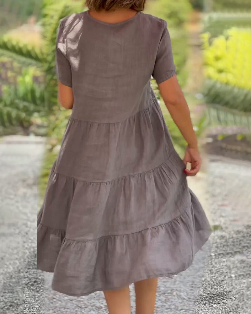 Schickes leichtes Kleid mit V-Ausschnitt für Frauen