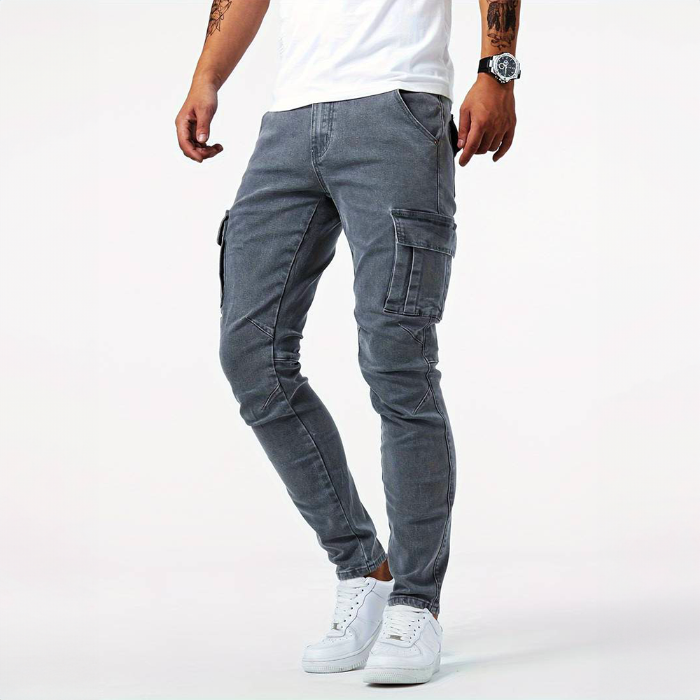 Slim Fit Cargohose für Herren mit mehreren Taschen und Gürtelschlaufen