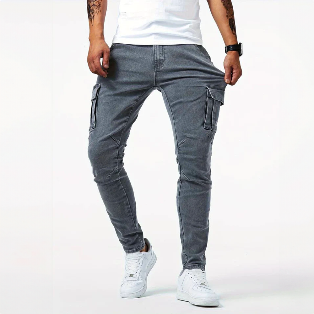 Slim Fit Cargohose für Herren mit mehreren Taschen und Gürtelschlaufen