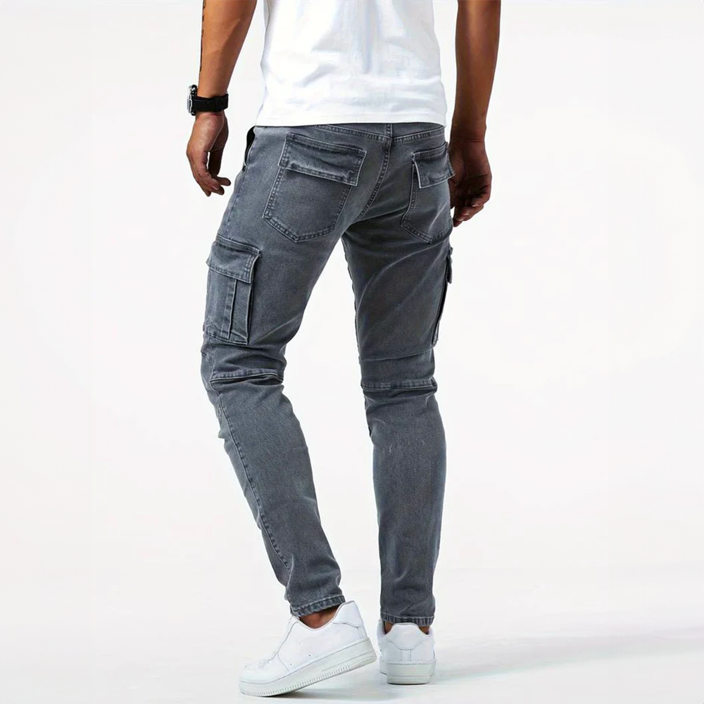 Slim Fit Cargohose für Herren mit mehreren Taschen und Gürtelschlaufen