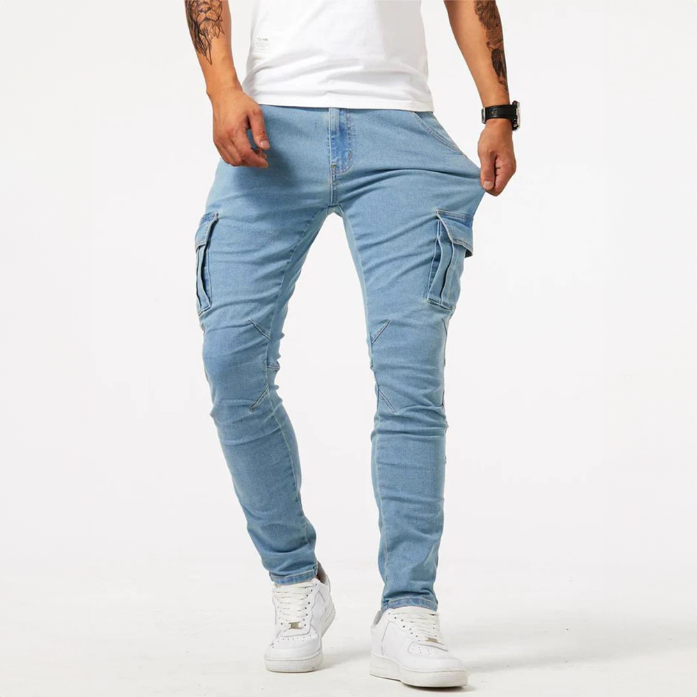 Slim Fit Cargohose für Herren mit mehreren Taschen und Gürtelschlaufen