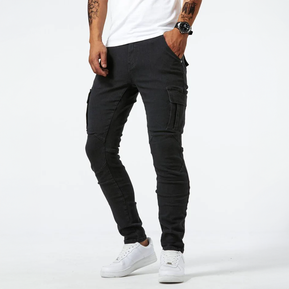 Slim Fit Cargohose für Herren mit mehreren Taschen und Gürtelschlaufen