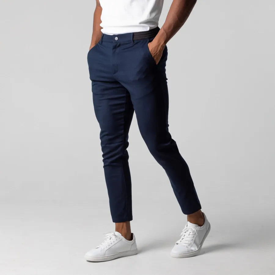 Slim Fit Stretch-Chinohose für Herren mit elastischem Bund hinten