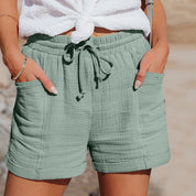 Sommerliche Shorts für Frauen mit Kordelzug und Rollsaum